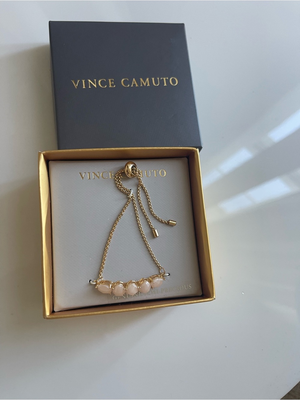 Vince Camuto Gold-Tone Bracelet with Pale Pink Bead Accents